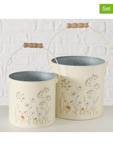 Boltze 2-delige set: overpotten "Meadow" crème/bruin