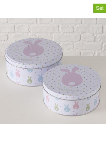 Boltze 2-delige set: voorraaddozen "Eggard" wit/lichtroze