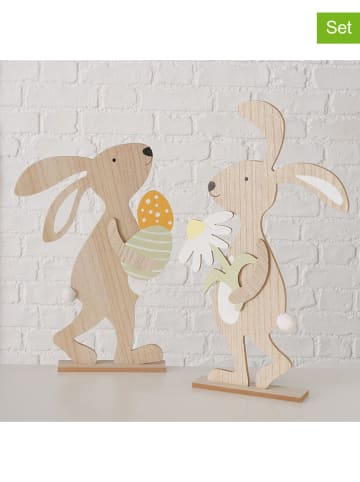 Boltze 2er-Set: Dekoaufsteller "Solina" in Beige/ Hellgrün - (H)51 cm