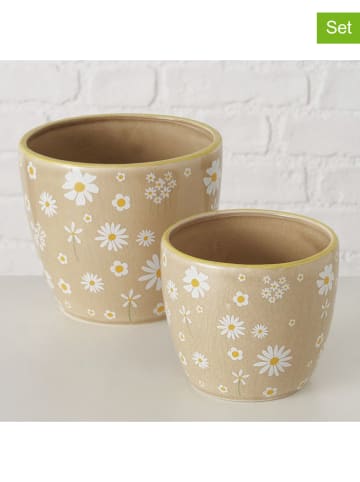 Boltze 2er-Set: Übertöpfe "Honey" in Beige