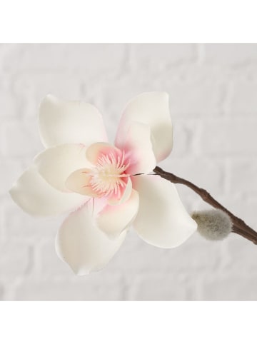 Boltze Dekozweig "Magnolie" in Braun/ Weiß - (H)64 cm