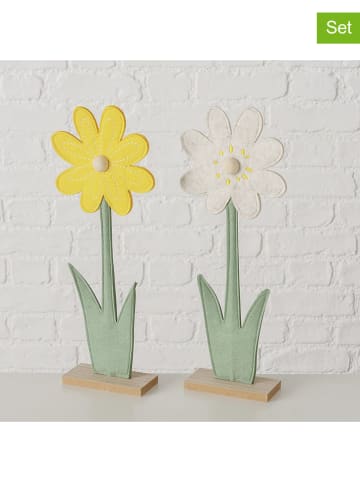 Boltze Dekoracje (2 szt.) "Sully" w kolorze żółto-biało-zielonym - wys. 42 cm