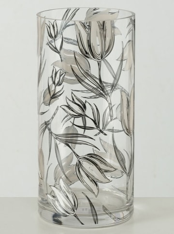 Boltze Vaas "Carina" transparant/zwart - (H)25 x Ø 12 cm