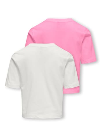 KIDS ONLY 2er-Set: Shirts in Weiß/ Rosa