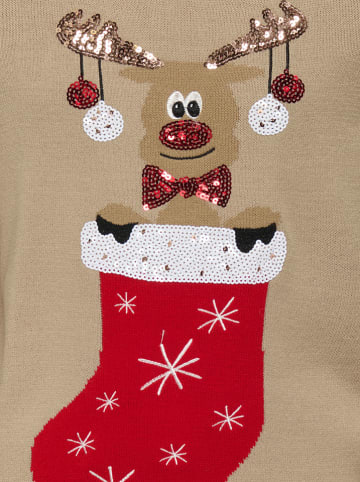 KIDS ONLY Sweter "Xmas" w kolorze beżowym