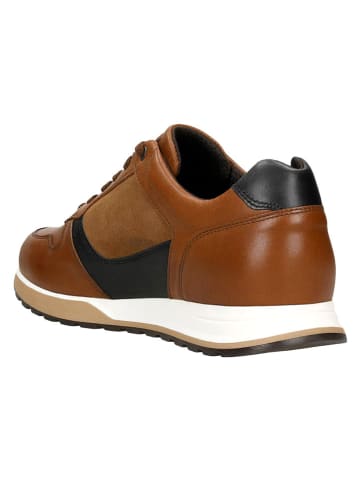 Wojas Leder-Sneakers in Hellbraun/ Dunkelblau