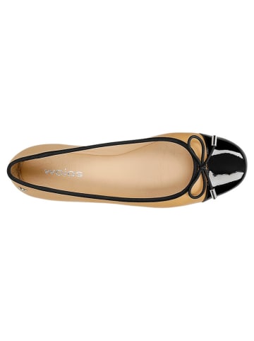 Wojas Leder-Ballerinas in Beige/ Schwarz
