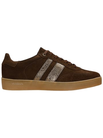 Wojas Leren sneakers bruin/goudkleurig