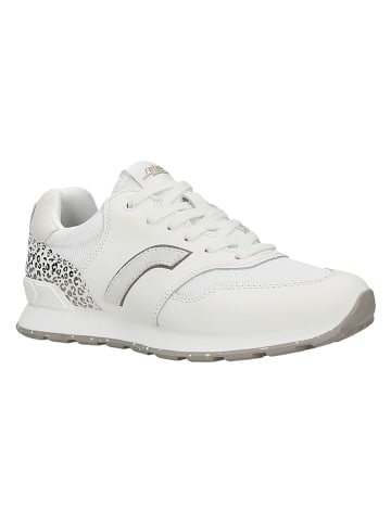 Relaks Skórzane sneakersy w kolorze srebrno-białym