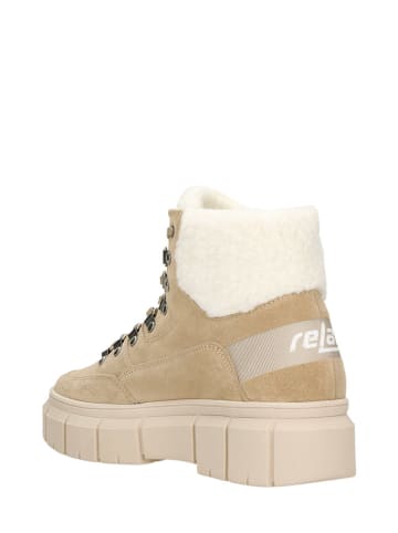 Relaks Skórzane botki w kolorze beżowym