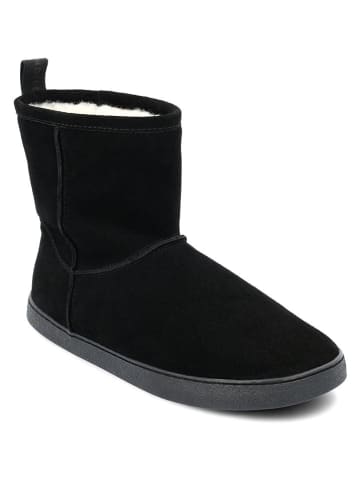 Groundies Leder-Barfußschuhe "Cozy Boot 2.0" in Schwarz