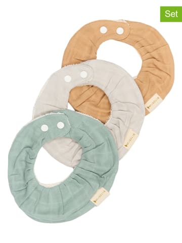 FABELAB 3-delige set: slabbetjes "Galaxy" groen/beige/oranje - vanaf de geboorte