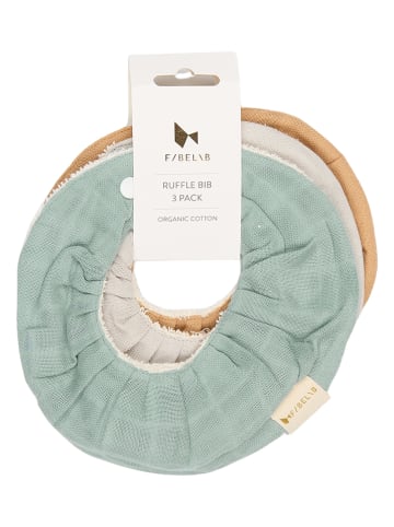 FABELAB Śliniaczki (3 szt.) "Galaxy" w kolorze zielono-beżowo-pomarańczowym - 0+