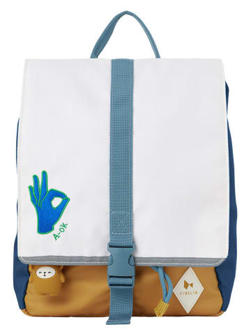 FABELAB Rugzak petrol/mosterdgeel/wit - (B)26 x (H)32 x (D)9 cm