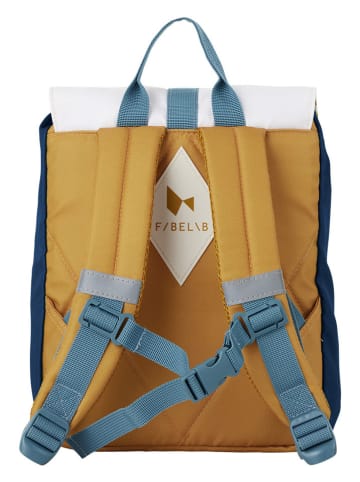 FABELAB Rugzak petrol/mosterdgeel/wit - (B)26 x (H)32 x (D)9 cm