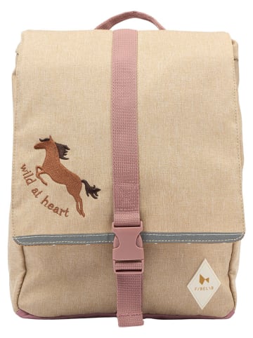 FABELAB Rugzak beige/lichtroze - (B)26 x (H)32 x (D)9 cm