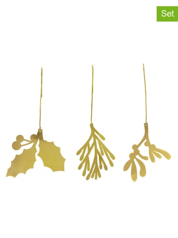FABELAB 3-delige set: kerstversiering goudkleurig - (H)10,5 cm