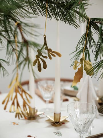 FABELAB 3-delige set: kerstversiering goudkleurig - (H)10,5 cm