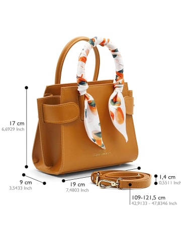 ATELIERS SAINT GERMAIN Leder-Henkeltasche in Camel - (B)19 x (H)17 x (T)9 cm