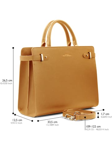 ATELIERS SAINT GERMAIN Leder-Henkeltasche in Camel - (B)33 x (H)26 x (T)12 cm