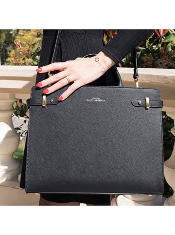 ATELIERS SAINT GERMAIN Leder-Henkeltasche in Schwarz - (B)33 x (H)26 x (T)12 cm
