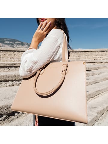 ATELIERS SAINT GERMAIN Leder-Schultertasche in Beige - (B)36 x (H)28 x (T)13 cm