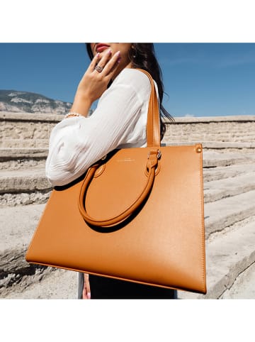 ATELIERS SAINT GERMAIN Leder-Henkeltasche in Hellbraun - (B)36 x (H)28,5 x (T)13,5 cm