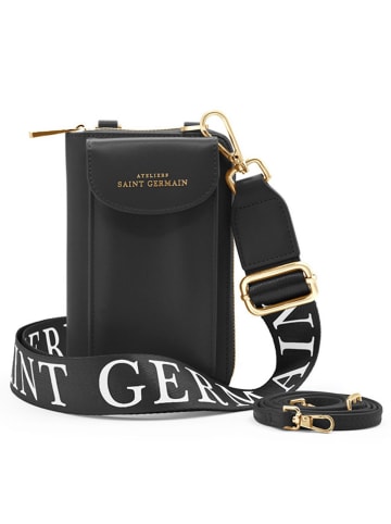 ATELIERS SAINT GERMAIN Leder-Handytasche in Schwarz - (B)15 x (H)8 x (T)2 cm