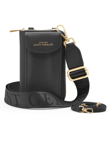 ATELIERS SAINT GERMAIN Leder-Handytasche in Schwarz - (B)15 x (H)8 x (T)2 cm