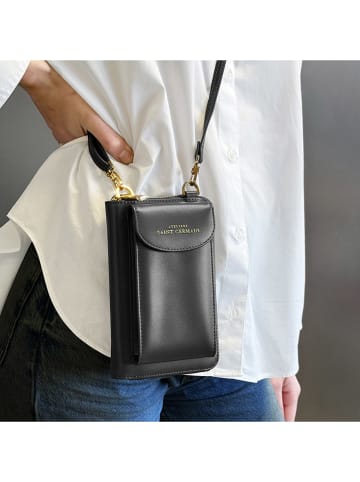 ATELIERS SAINT GERMAIN Leder-Handytasche in Schwarz - (B)15 x (H)8 x (T)2 cm