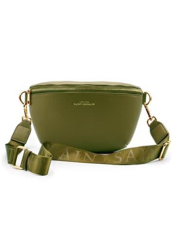 ATELIERS SAINT GERMAIN Leder-Brustbeutel in Khaki - (B)26 x (H)15 x (T)9 cm