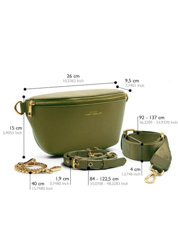 ATELIERS SAINT GERMAIN Leder-Brustbeutel in Khaki - (B)26 x (H)15 x (T)9 cm