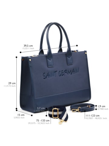 ATELIERS SAINT GERMAIN Leren handtas donkerblauw - (B)39 x (H)29 x (D)15 cm