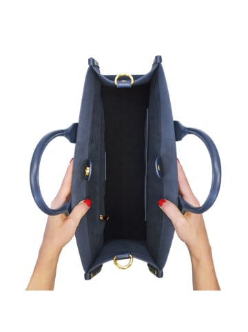 ATELIERS SAINT GERMAIN Leren handtas donkerblauw - (B)39 x (H)29 x (D)15 cm