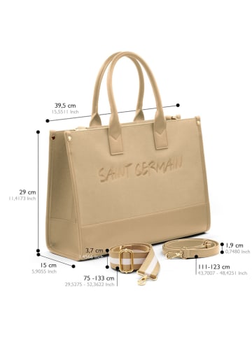 ATELIERS SAINT GERMAIN Leren handtas beige - (B)39 x (H)29 x (D)15 cm