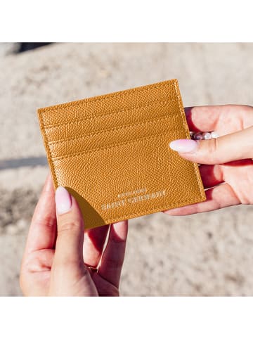 ATELIERS SAINT GERMAIN Leder-Kartenetui in Camel - (B)10 x (H)9 x (T)0,3 cm