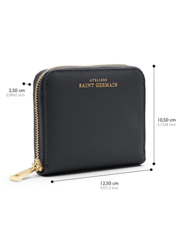 ATELIERS SAINT GERMAIN Leren portemonnee zwart - (B)12,5 x (H)10,5 x (D)2,5 cm
