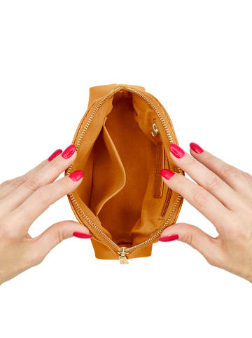 ATELIERS SAINT GERMAIN Leder-Kosmetiktasche in Hellbraun - (B)19 x (H)12,5 x (T)6,5 cm