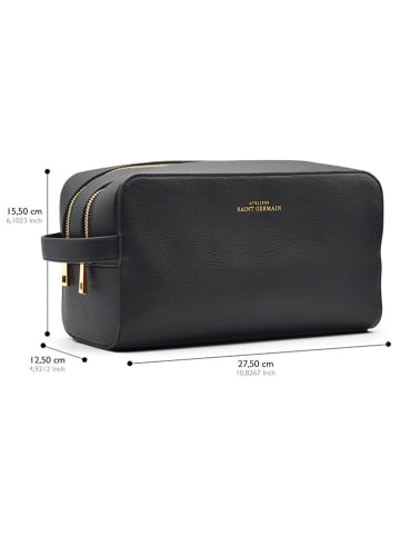 ATELIERS SAINT GERMAIN Leren cosmeticatas zwart - (B)27,5 x (H)15,5 x (D)12,5 cm