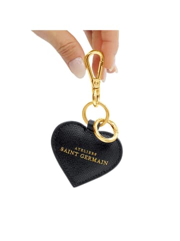 ATELIERS SAINT GERMAIN Skórzany brelok w kolorze czarnym do kluczy - dł. 13 cm