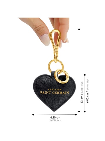 ATELIERS SAINT GERMAIN Leder-Schlüsselanhänger in Schwarz - (L)13 cm