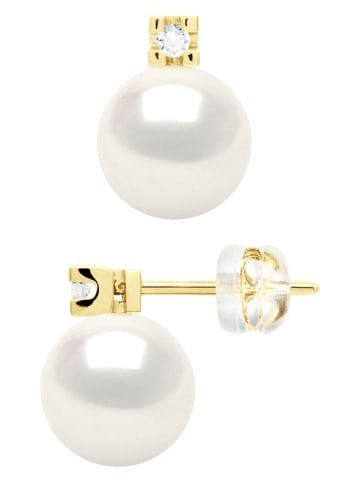 ATELIERS SAINT GERMAIN Gold-Ohrstecker mit Diamanten und Süßwasserzuchtperlen