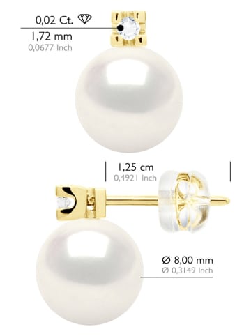 ATELIERS SAINT GERMAIN Gouden oorstekers met diamanten en zoetwaterkweekparels