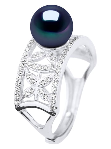 ATELIERS SAINT GERMAIN Srebrny pierścionek z perłą i cyrkoniami