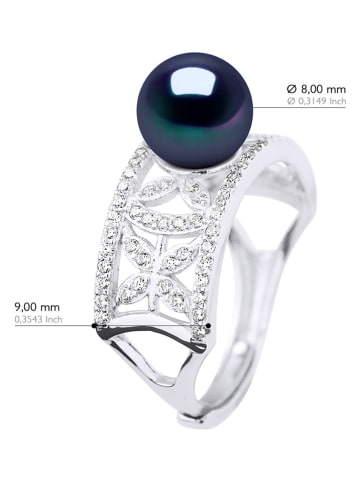 ATELIERS SAINT GERMAIN Srebrny pierścionek z perłą i cyrkoniami