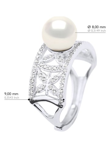 ATELIERS SAINT GERMAIN Srebrny pierścionek z perłą i cyrkoniami