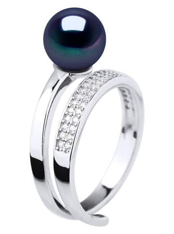 ATELIERS SAINT GERMAIN Srebrny pierścionek z perłą i cyrkoniami