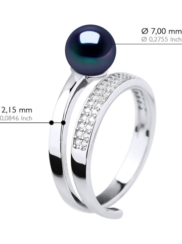 ATELIERS SAINT GERMAIN Srebrny pierścionek z perłą i cyrkoniami