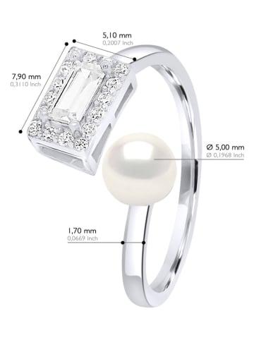 ATELIERS SAINT GERMAIN Zilveren ring met edelstenen en zoetwaterkweekparel