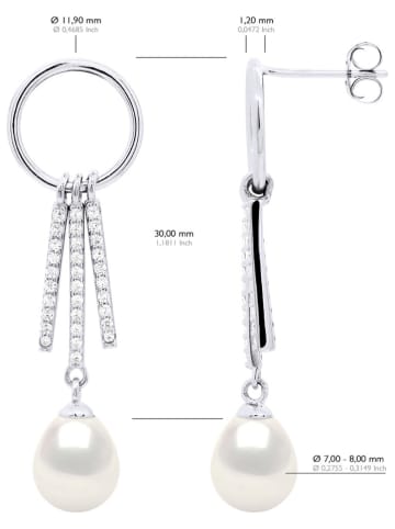 ATELIERS SAINT GERMAIN Srebrne kolczyki-wkrętki z cyrkoniami i perłami